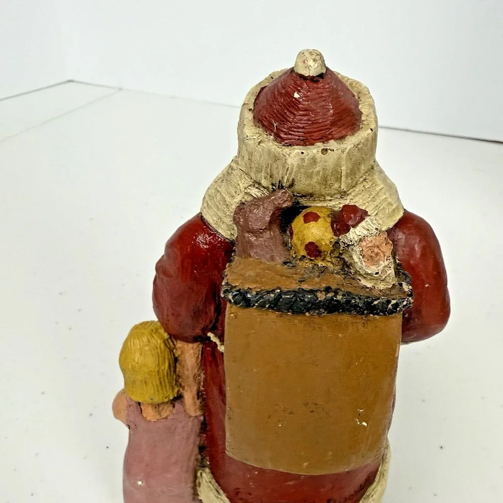 Vintage 1988 D. De La Ronde Folk Art Christmas Santa Claus‎ And Girl Signed